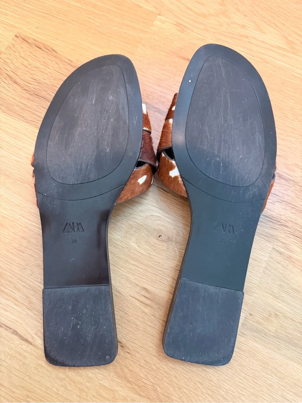 Zara Faux Fur Cross Leather Sandals 7.5 - Picture 4 of 5